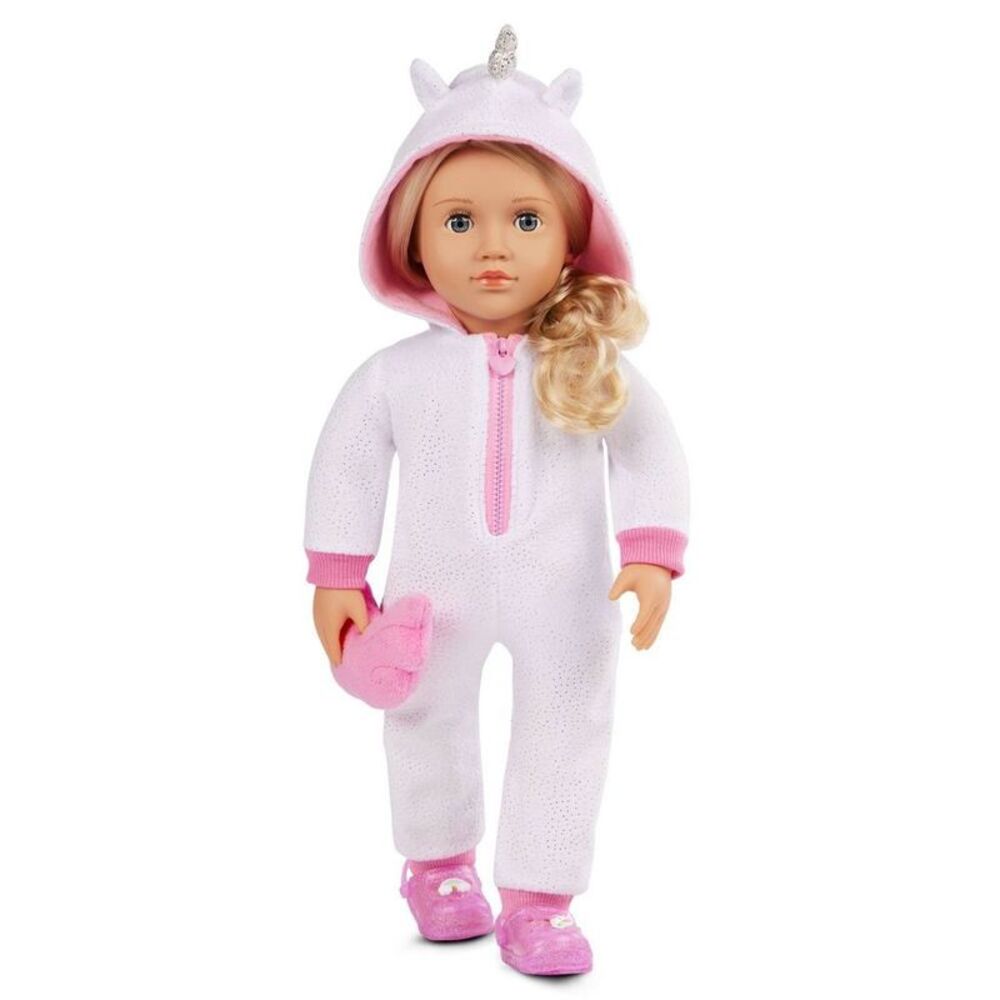 Our Generation Lilian 18" Doll in Unicorn Pajamas & Pillow - Blonde Wavy Hair